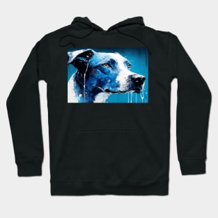 Abstract Splash Painting Of A Dog In Blue And White Colours Hoodie